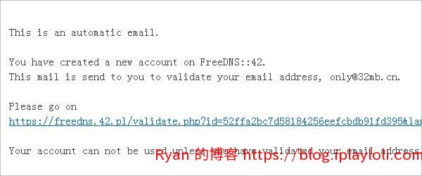 查收邮件,激活 FreeDNS::42 账号 查收邮件,激活 FreeDNS::42 账号